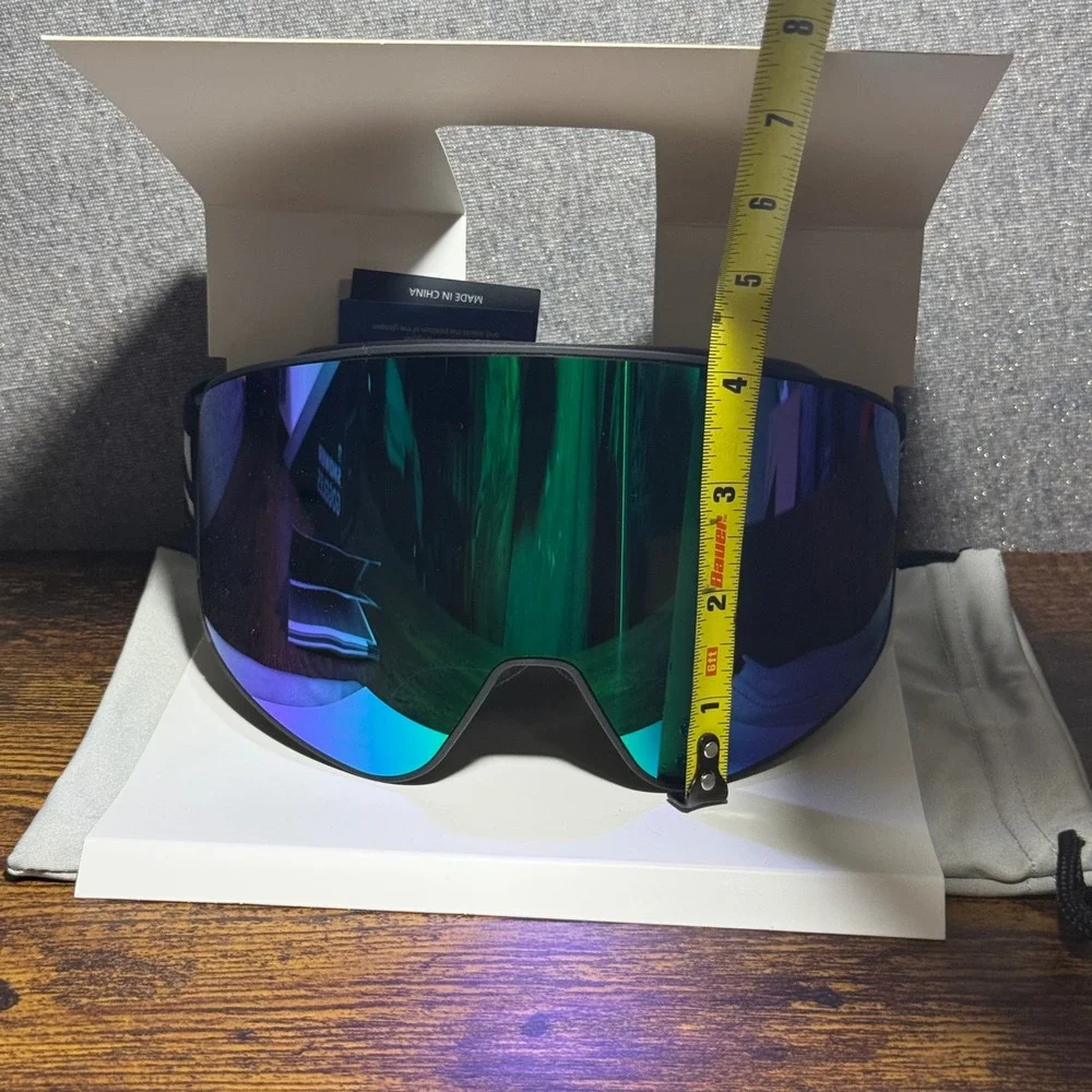 SNOWER Ski Goggles OTG Snowboard Goggles Green Mirror Lens Magnetic UV400 New